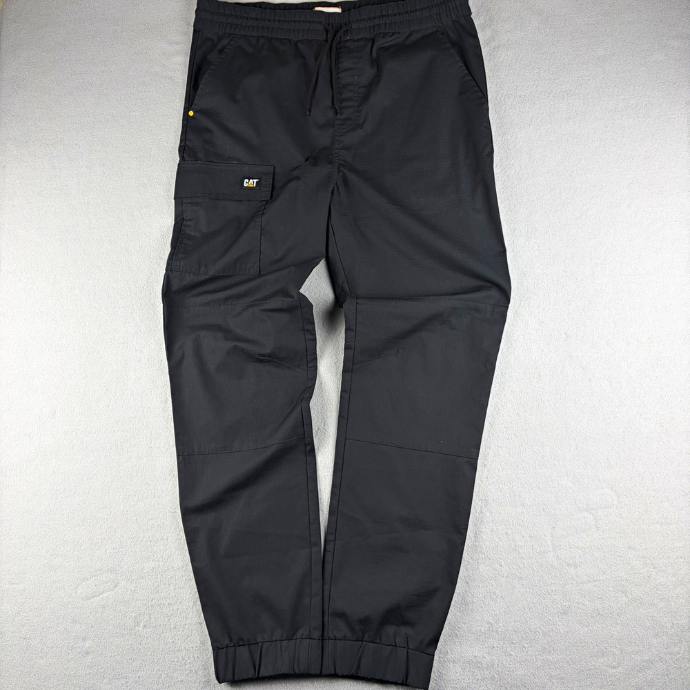 Caterpillar CAT Workwear Cargo Jogger Pants Black Men's Large 36x32 Stretch